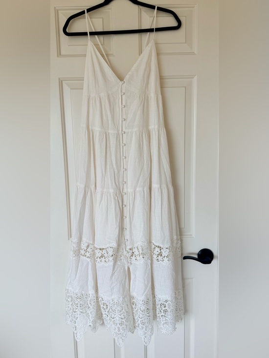 H&M Dresses & Skirts - H&M White Tiered Button-Front Maxi Dress with Crochet Trim NWOT M